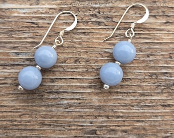 ANGELITE Gemstone Earrings Sterling Silver Natural Stone