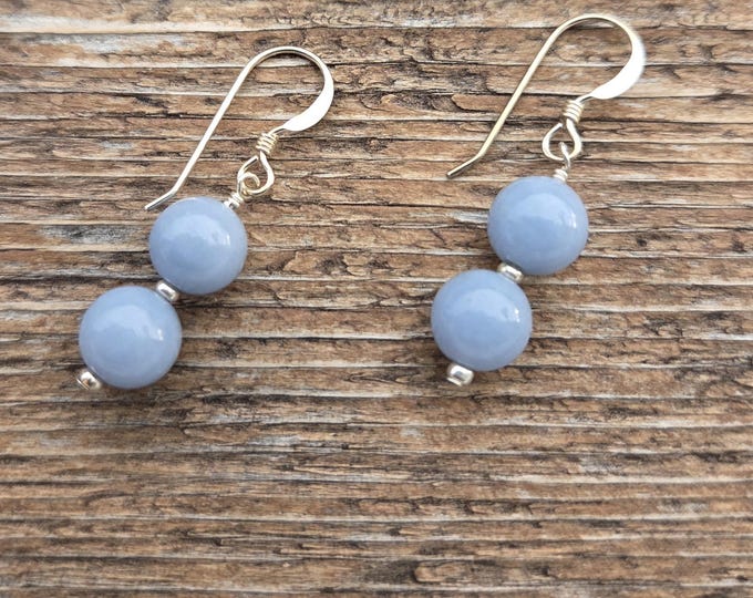 ANGELITE Gemstone Earrings Sterling Silver Natural Stone
