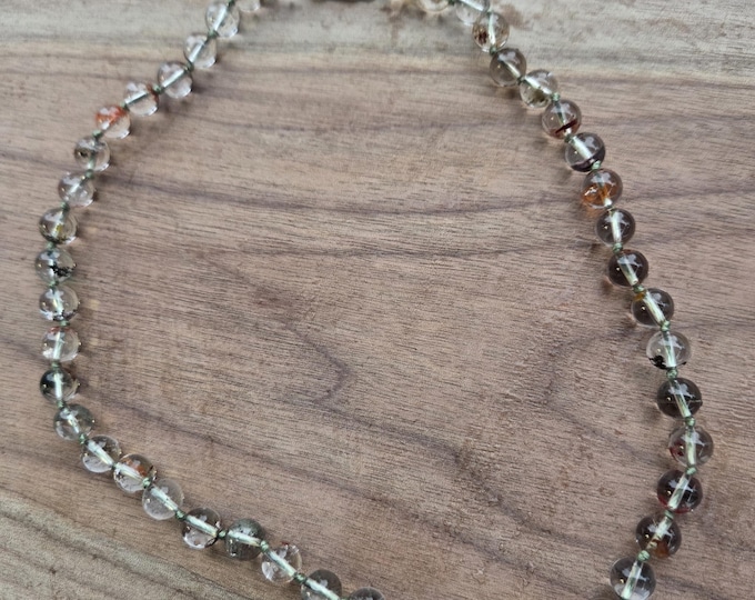 GARDEN QUARTZ Stone Natural Gemstone Sterling Silver Necklace