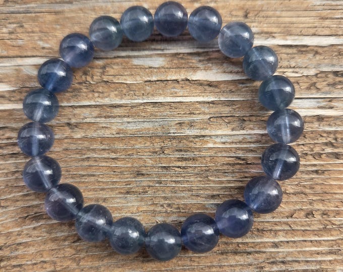 BLUE FLUORITE Chakra Stretch Bracelet All Natural Semi-Precious Stones Healing Metaphysical
