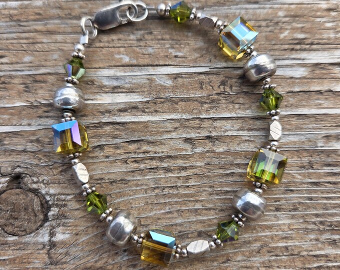 Swarovski Crystal Beaded Bracelet Bali Sterling Silver