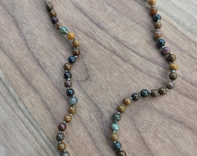 OCEAN JASPER Knotted Beaded NECKLACE