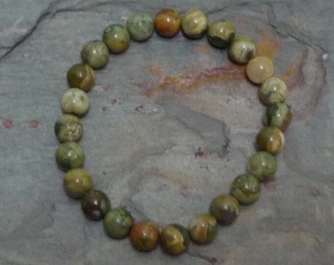 RHYOLITE Chakra Stretch Bracelet All Natural Semi-Precious Stones Healing Metaphysical