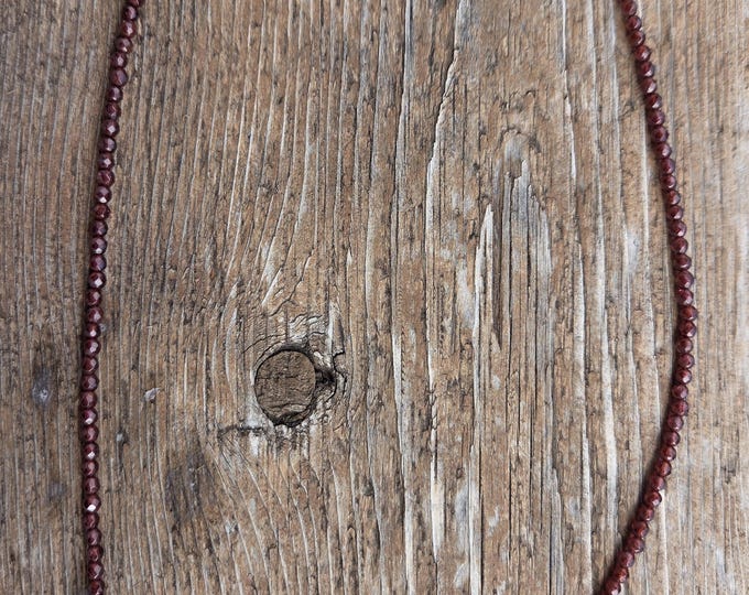 GARNET Faceted Small Bead Sterling Silver Necklace