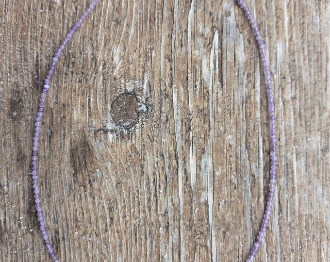 AMETHYST TINY Small Bead Sterling Silver Necklace
