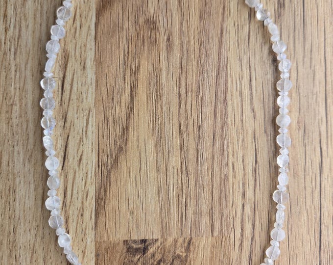 Rainbow Moonstone Faceted Necklace All Natural Semi-Precious Stones Healing Metaphysical