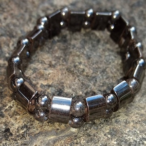 HEMATITE MAGNETIC Chakra Stretch Bracelet All Natural Semi-Precious Stones Healing Metaphysical