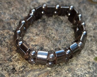 HEMATITE MAGNETIC Chakra Stretch Bracelet All Natural Semi-Precious Stones Healing Metaphysical