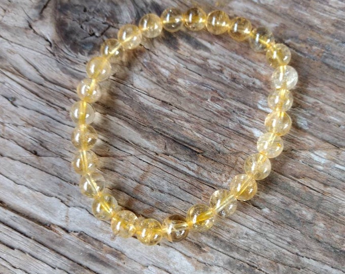 CITRINE Chakra Stretch Bracelet All Natural Semi-Precious Stones Healing Metaphysical