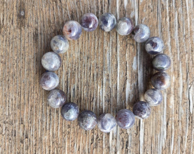 AMETHYST (BLUE) Chakra Stretch Bracelet All Natural Semi-Precious Stones Healing Metaphysical