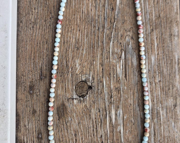 AQUA TERRA Small Round Bead Necklace All Natural Semi-Precious Stones Healing Metaphysical
