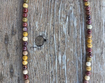 HICORITE MOUKAITE JASPER Beaded Necklace Sterling Silver