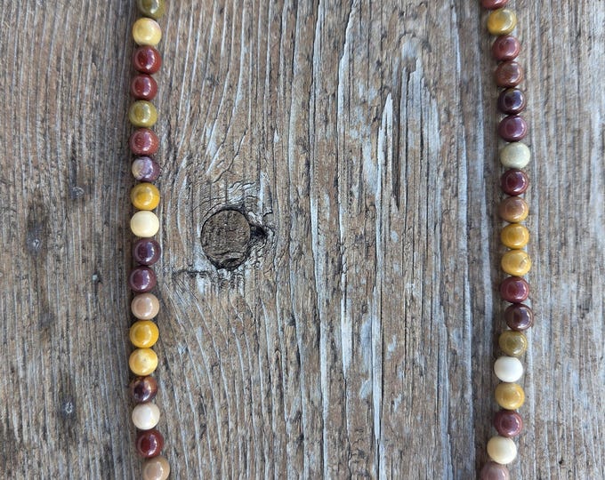 HICORITE MOUKAITE JASPER Beaded Necklace Sterling Silver