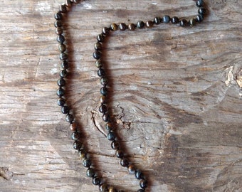 Tiger Eye (Blue) Chakra Necklace All Natural Semi-Precious Stones Healing Metaphysical