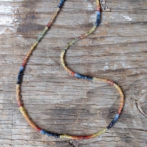 MONTANA SAPPHIRE Faceted Multi-SHADED Gemstone Sterling Silver Necklace