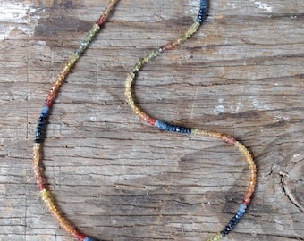 MONTANA SAPPHIRE Faceted Multi-SHADED Gemstone Sterling Silver Necklace