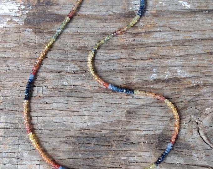 MONTANA SAPPHIRE Faceted Multi-SHADED Gemstone Sterling Silver Necklace
