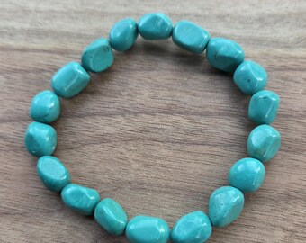 TURQUOISE Chakra Stretch Bracelet All Natural Semi-Precious Stones Healing Metaphysical