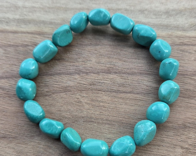 TURQUOISE Chakra Stretch Bracelet All Natural Semi-Precious Stones Healing Metaphysical
