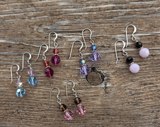 5 Pairs Swarovski Crystal Colorful Wedding Prom Everyday Sterling Silver Earrings