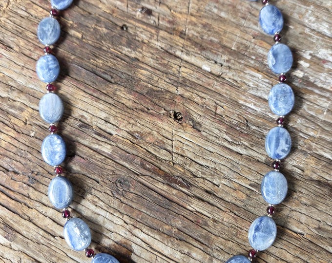 KYANITE & GARNET Necklace All Natural Semi-Precious Stones Healing Metaphysical