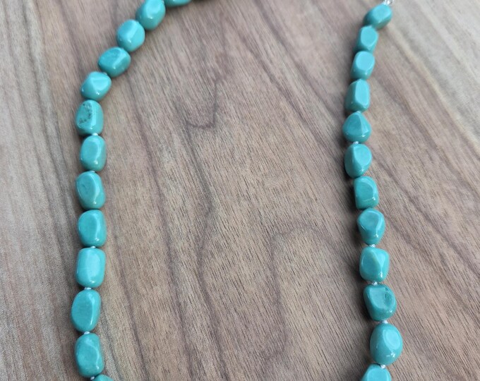 Natural TURQUOISE Gemstone Sterling Silver Necklace