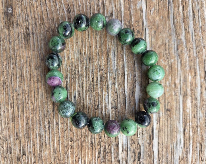 RUBY ZOISITE Chakra Stretch Bracelet All Natural Semi-Precious Stones Healing Metaphysical