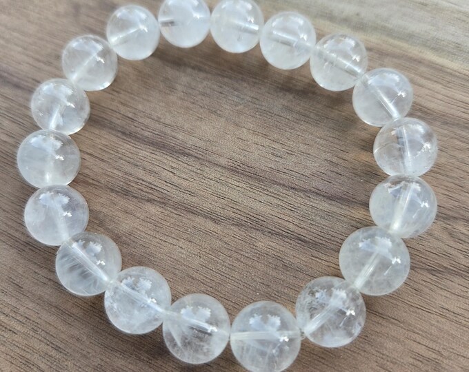 CLEAR QUARTZ Chakra Stretch Bracelet All Natural Semi-Precious Stones Healing Metaphysical