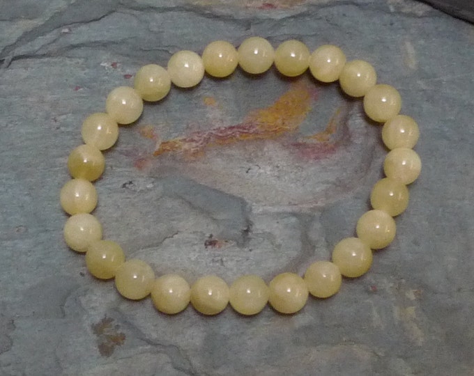 YELLOW CALCITE Chakra Stretch Bracelet All Natural Semi-Precious Stones Healing Metaphysical