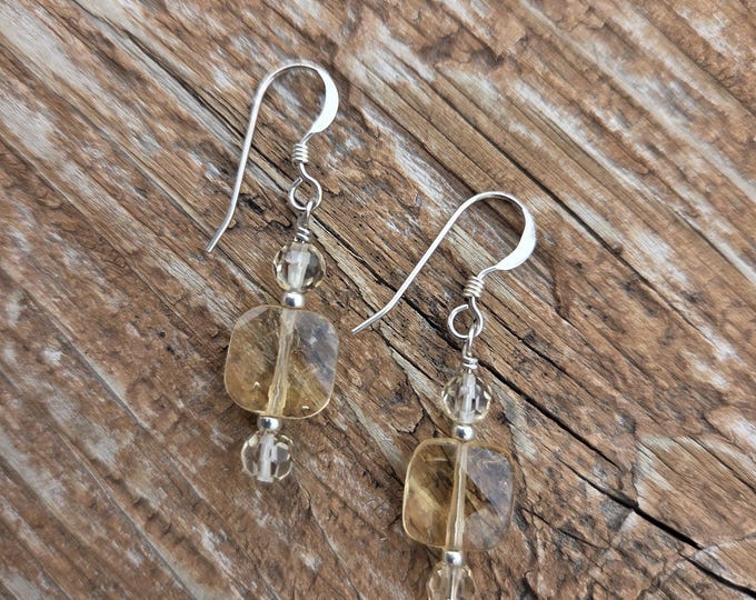 CITRINE Gemstone Earrings Sterling Silver Natural Stone