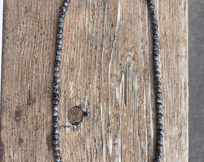 LARKAVITE Small Round Bead Necklace All Natural Semi-Precious Stones Healing Metaphysical