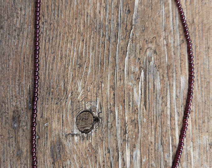 GARNET Small Bead Sterling Silver Necklace