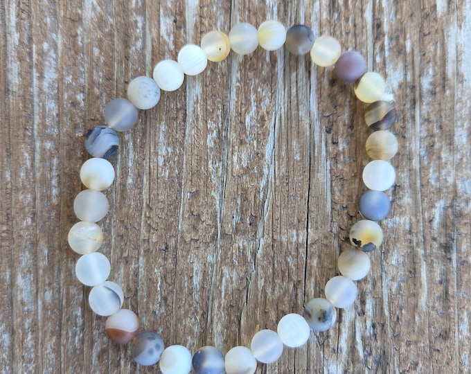 MONTANA AGATE Frosted Beaded Stretch Bracelet