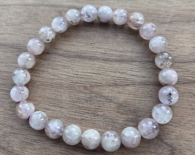 PINK KUNZITE Chakra Stretch Bracelet All Natural Semi-Precious Stones Healing Metaphysical