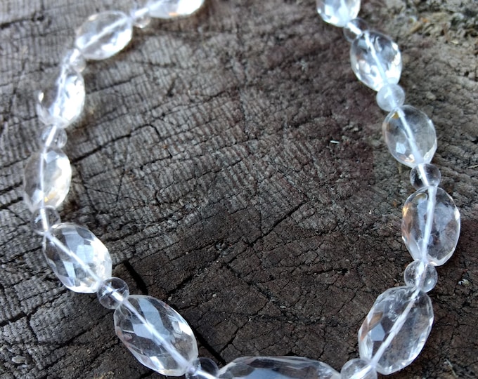 ROCK QUARTZ Crystal Necklace All Natural Semi-Precious Stones Sterling Silver