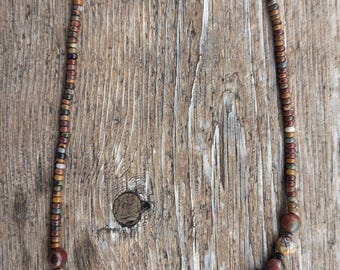 SUNSET Picasso Jasper Stone Natural Gemstone Sterling Silver Necklace