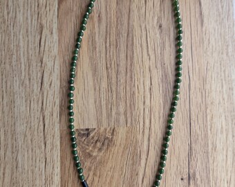 CRYSTAL Skull GREEN ONYX Small Beaded Necklace