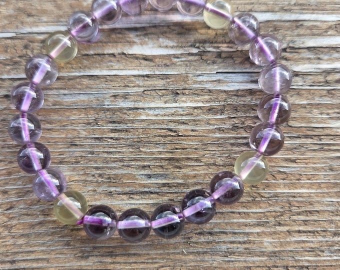 AMETRINE Chakra Stretch Bracelet All Natural Semi-Precious Stones Healing Metaphysical