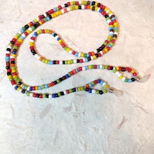 SALE: Pretty MULTI COLORED (Bright) Glass Beads Eyeglass Chain