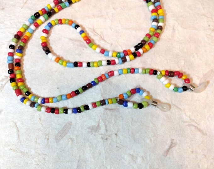 SALE: Pretty MULTI COLORED (Bright) Glass Beads Eyeglass Chain