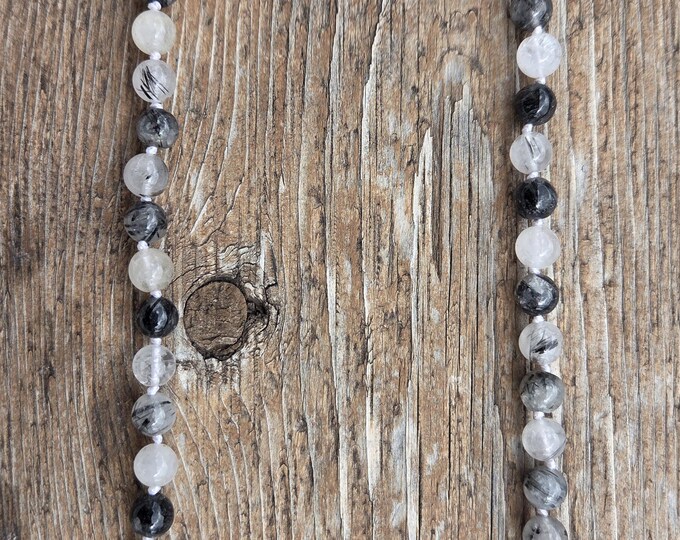 Tourmalinated Quartz Necklace All Natural Semi-Precious Stones Healing Metaphysical