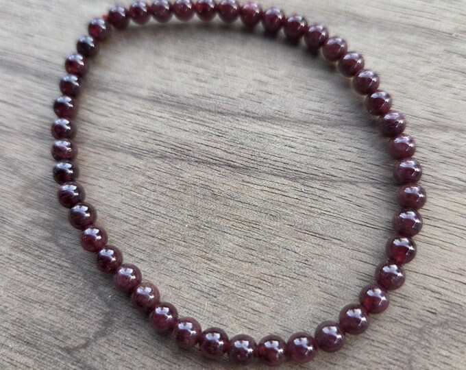 Garnet Chakra Stretch Bracelet Small Bead All Natural Semi-Precious Stones Healing Metaphysical
