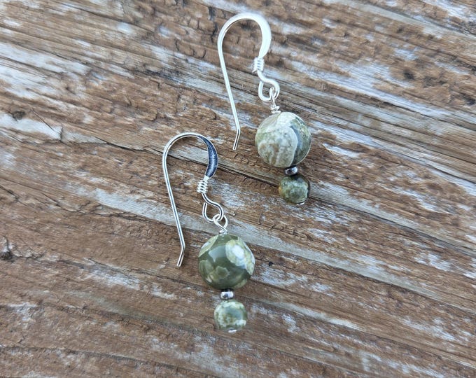 RHYOLITE Gemstone Earrings Sterling Silver Natural Stone