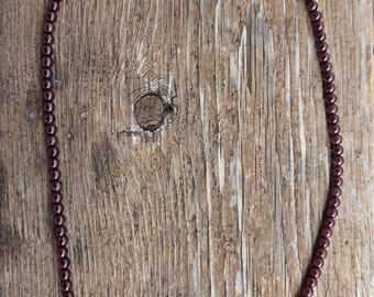 GARNET Small Bead Sterling Silver Necklace