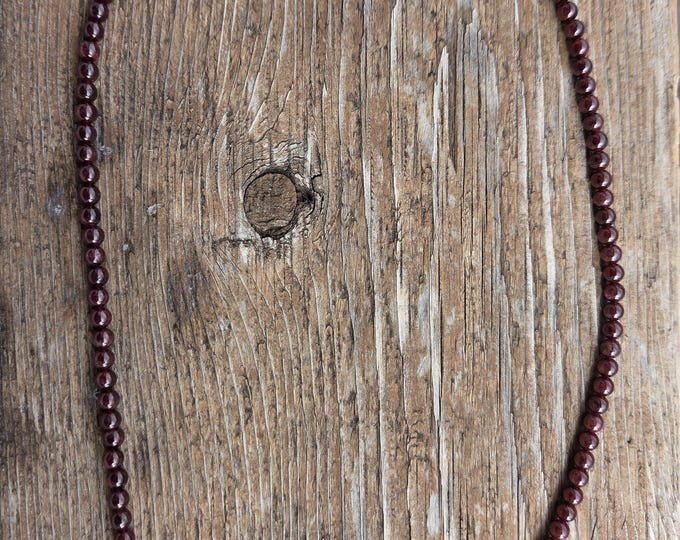 GARNET Small Bead Sterling Silver Necklace
