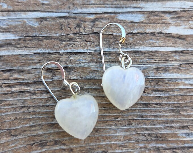 RAINBOW MOONSTONE Gemstone Earrings Sterling Silver Natural Stone