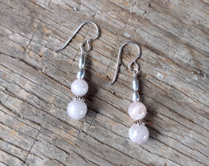 Kunzite Gemstone Earrings Sterling Silver Natural Stone