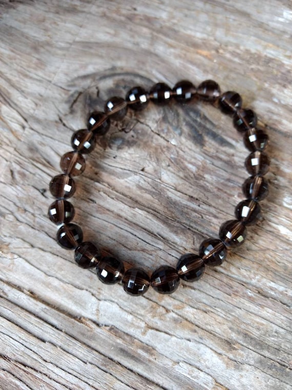 Bracelet Quartz Fumé 8mm AAA Naturel - Bracelet Extensible Pierres Précieuses Guérison Chakra