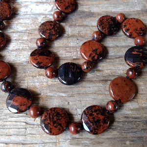 Mahogany Obsidian Natural Gemstone Sterling Silver Necklace