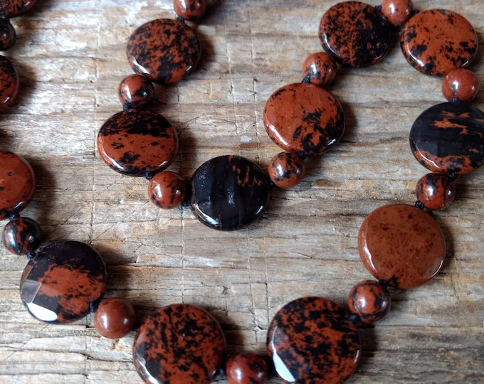 Mahogany Obsidian Natural Gemstone Sterling Silver Necklace